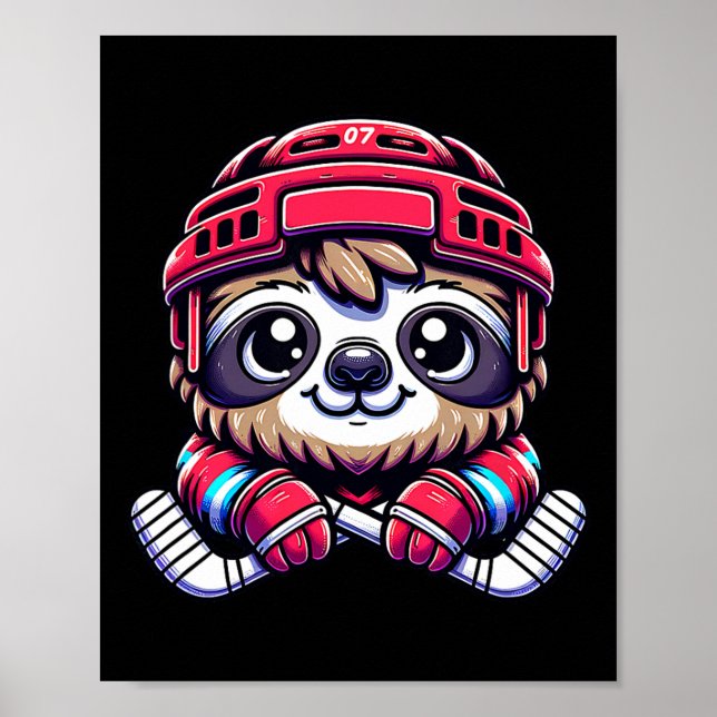 Póster Icehockey Sloth Adorable Hockey Enthusiast  (Frente)