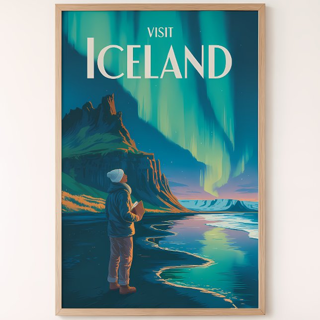 Póster Iceland Northern Lights Illustration Travel Art Vi (Subido por el creador)