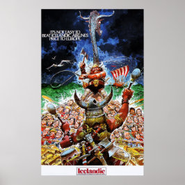 Póster ICELANDIC AIRLINES Vikings Low Fare Europe Retro