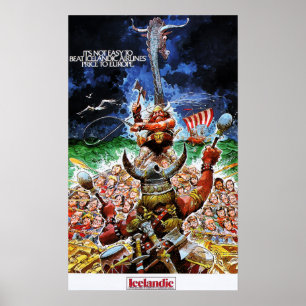 Póster ICELANDIC AIRLINES Vikings Low Fare Europe Retro