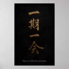 Póster Ichigo Ichie | Black & Gold Zen Poster – Japanese 