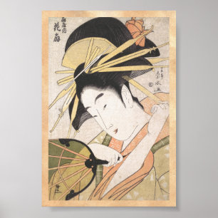 Póster Ichirakutei Eisui una bella dama oriental japonesa