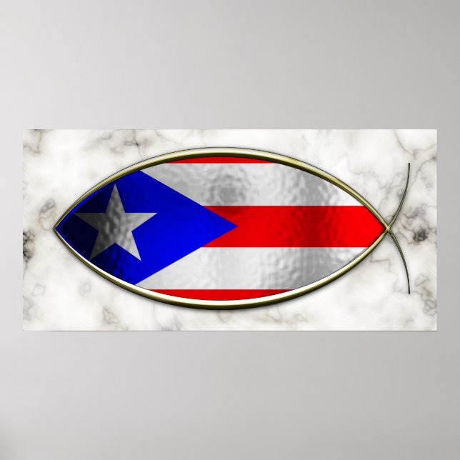 Póster Ichthus - Bandera de Puerto Rico (Frente)