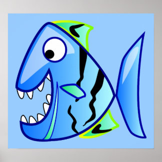 Póster icon-27971 icono aplicaciones de tema de peces azu