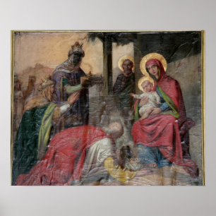 Póster icongrafía ortodoxa serbia en la iglesia de Valjev