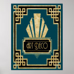 Póster Iconic Art Deco -Teal Black and Gold<br><div class="desc">If you choose to download, Your local Walgreen store makes board posters of your download into different sizes and in various textures at a very good price. Sometimes with a discount. A tip from my US friend. For UK see "Digital Printing" online. I created this very Art Deco Poster in...</div>