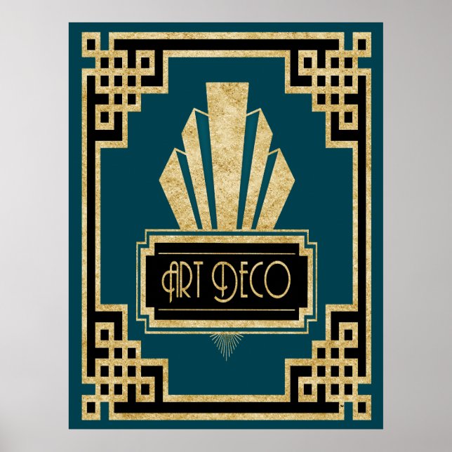 Póster Iconic Art Deco -Teal Black and Gold (Frente)