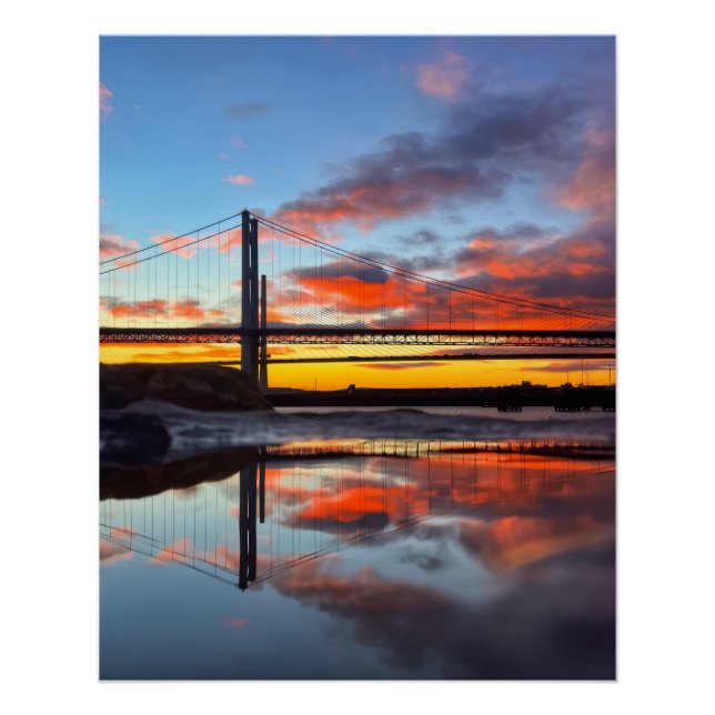 Póster Iconic Forth Bridges Sunset Reflection Art Print  (Anverso)