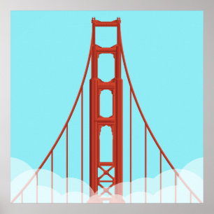Póster Icónica Ilustra del puente Golden Gate de San Fran