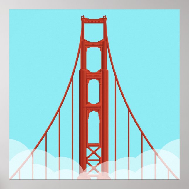 Póster Icónica Ilustra del puente Golden Gate de San Fran (Frente)