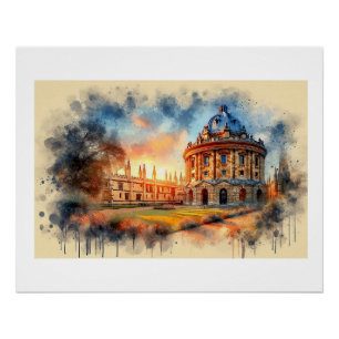 Póster Icónica Radcliffe Oxford al atardecer, 