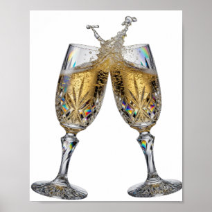 Póster Iconico estampado en plata BRINDIS POR LA BUENA SA