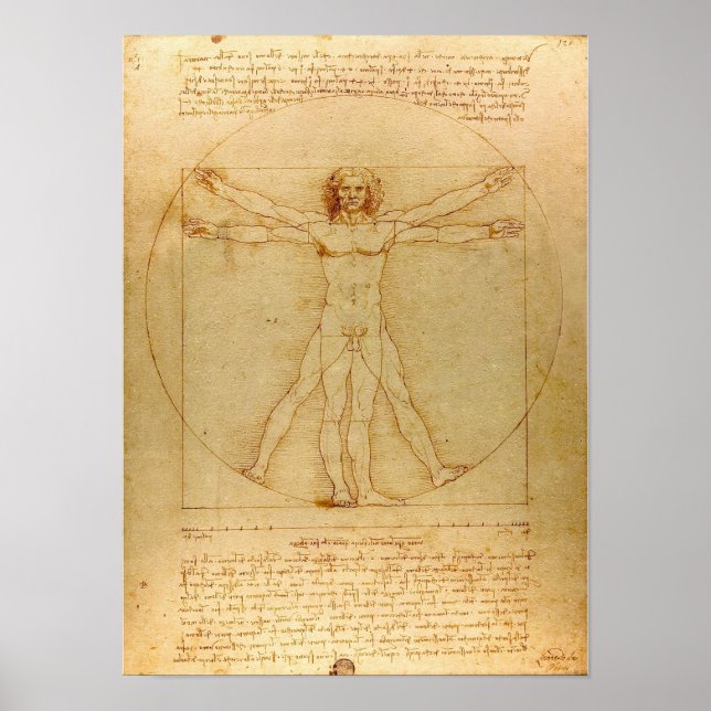 Póster Icónico Leonardo da Vinci Vetruvian Man (Frente)