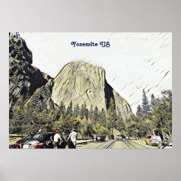 Póster Icónico Parque Nacional Yosemite Montaña Rock Esta