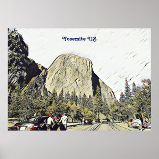 Póster Icónico Parque Nacional Yosemite Montaña Rock Esta