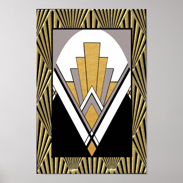 Póster Icónico Poster Art Deco. Oro, gris y negro. (Frente)