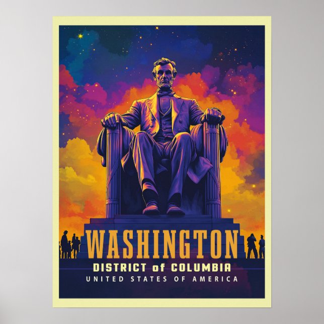 Póster Icónico Washington D.C. con monumento a Lincoln (Frente)