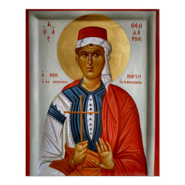 Póster Icono cristiano ortodoxo de St. Theocharis (Anverso)