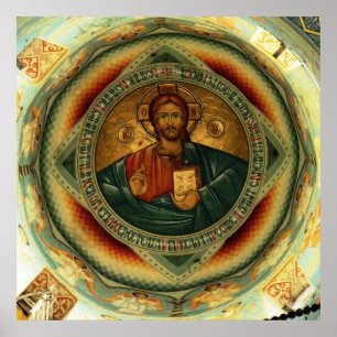 Póster Icono de Cristo Hristos Pantocrator