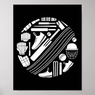 Póster Icono de equipo de cricket silueta de críquet