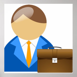 Póster Icono de hombre de negocios profesional con maletí