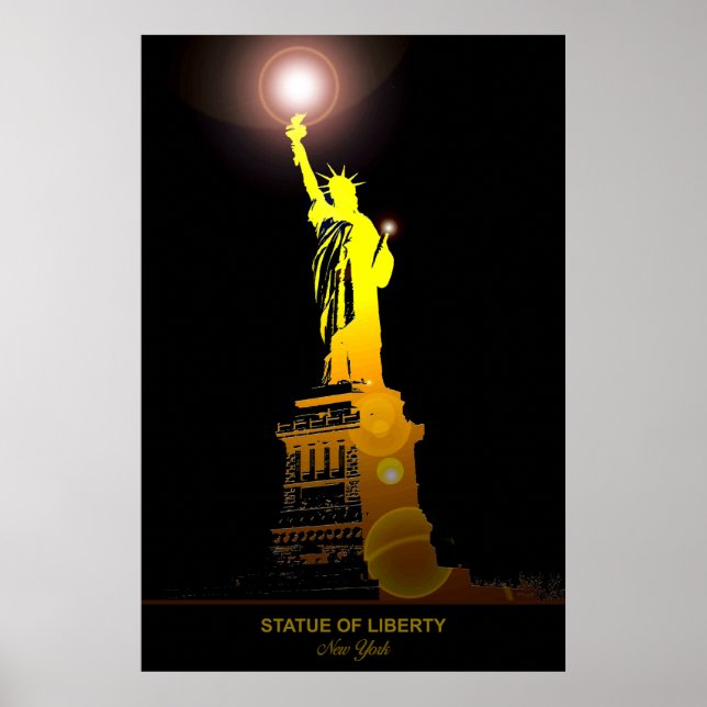 Póster Icono de la libertad: Afiche de viaje de la estatu (Frente)
