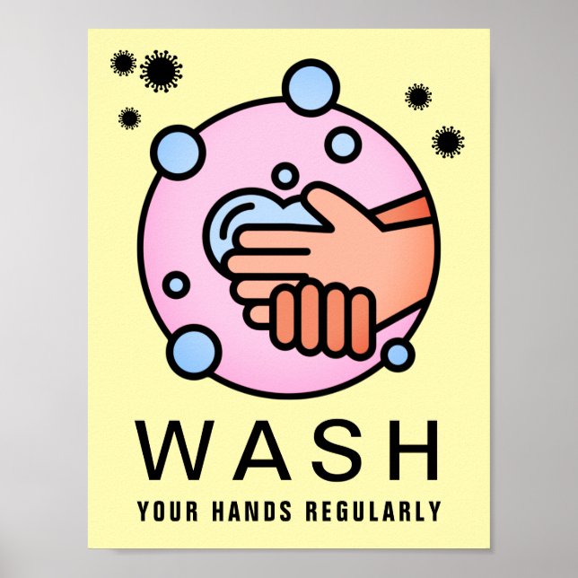 Póster Icono de lavado de manos contra el virus (Frente)