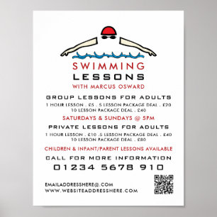 Póster Icono De Natación Rápida, Publicidad De Lección De