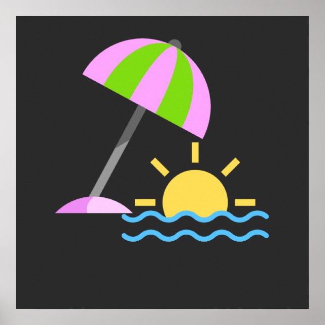 Póster Icono de puesta de sol en paraíso tropical (Frente)