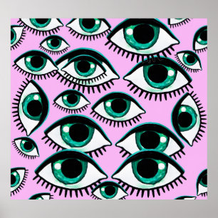 Póster Icono de resumen de ojos de montaña