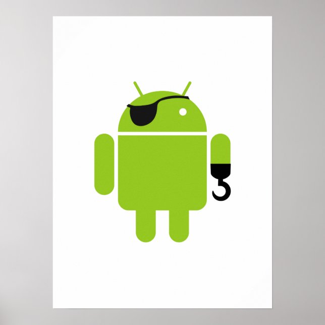 Póster Icono de Robot Android como pirata (Frente)