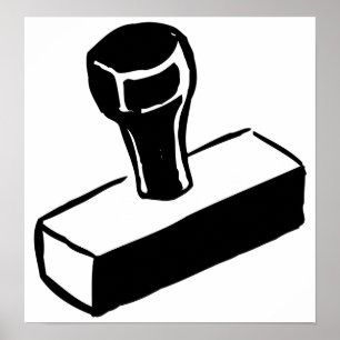 Póster Icono de sello de goma Herramienta de oficina en b
