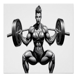 Póster Icono Femenino De Gimnasio - Cuadrado De Barbell D