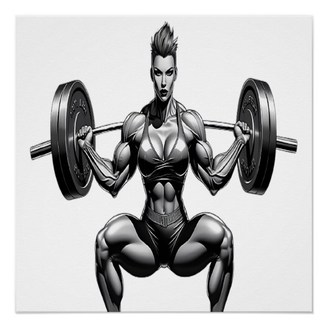 Póster Icono Femenino De Gimnasio - Cuadrado De Barbell D (Anverso)