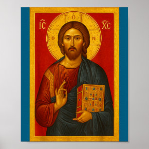 Póster Icono ortodoxo de Jesucristo Pantocrátor
