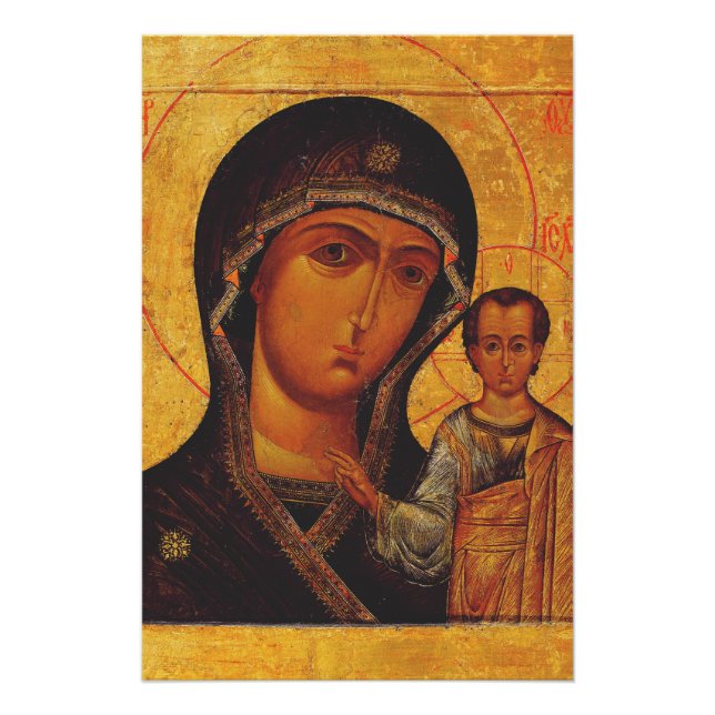 Póster Icono ortodoxo de Nuestra Señora de Kazán (Anverso)