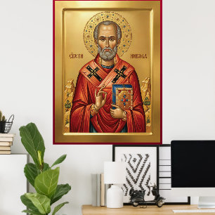 Póster icono ortodoxo de San Nicolás