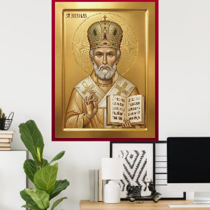 Póster icono ortodoxo de San Nicolás
