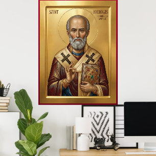 Póster icono ortodoxo de San Nicolás