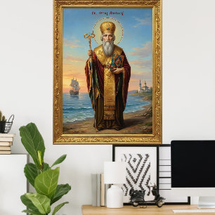 Póster icono ortodoxo de San Nicolás