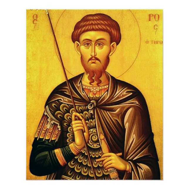 Póster icono ortodoxo de San Teodoro Tiron (Anverso)