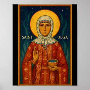 Póster Icono ortodoxo de Santa Olga de Alaska