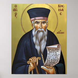 Póster Icono ortodoxo impreso de San Kosmas de Etolia
