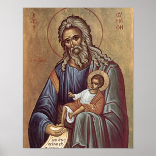 Póster Icono ortodoxo impreso de San Simeón el que recibi