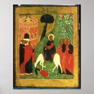 Póster Icono que representa la entrada de Cristo en
