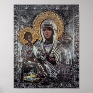 Póster Icono religioso de la Virgen María de las Tres Man