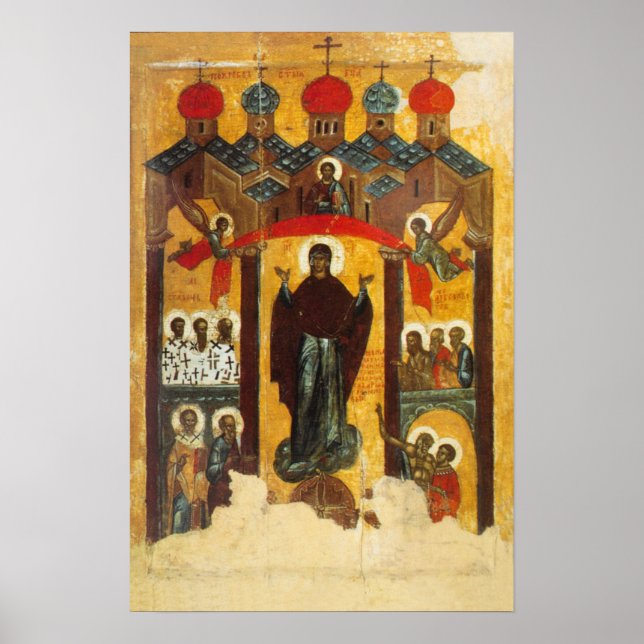 Póster Icono ruso antiguo La intercesión (Frente)