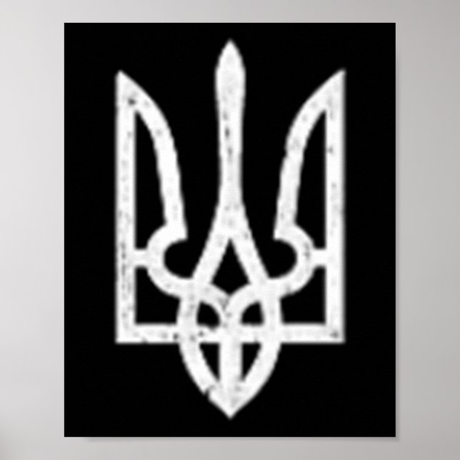 Póster Icono Tryzub ucraniano - Tridente de Ucrania (Frente)