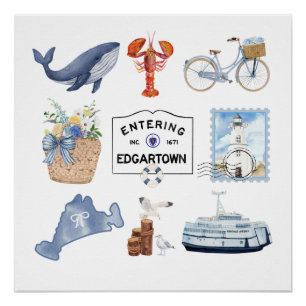 Póster Iconos acuáticos de Marthas Vineyard