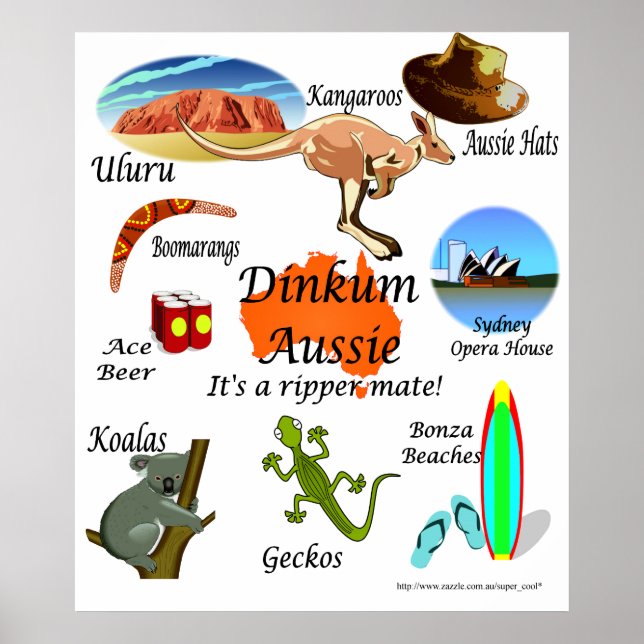 Póster iconos australianos, (Frente)